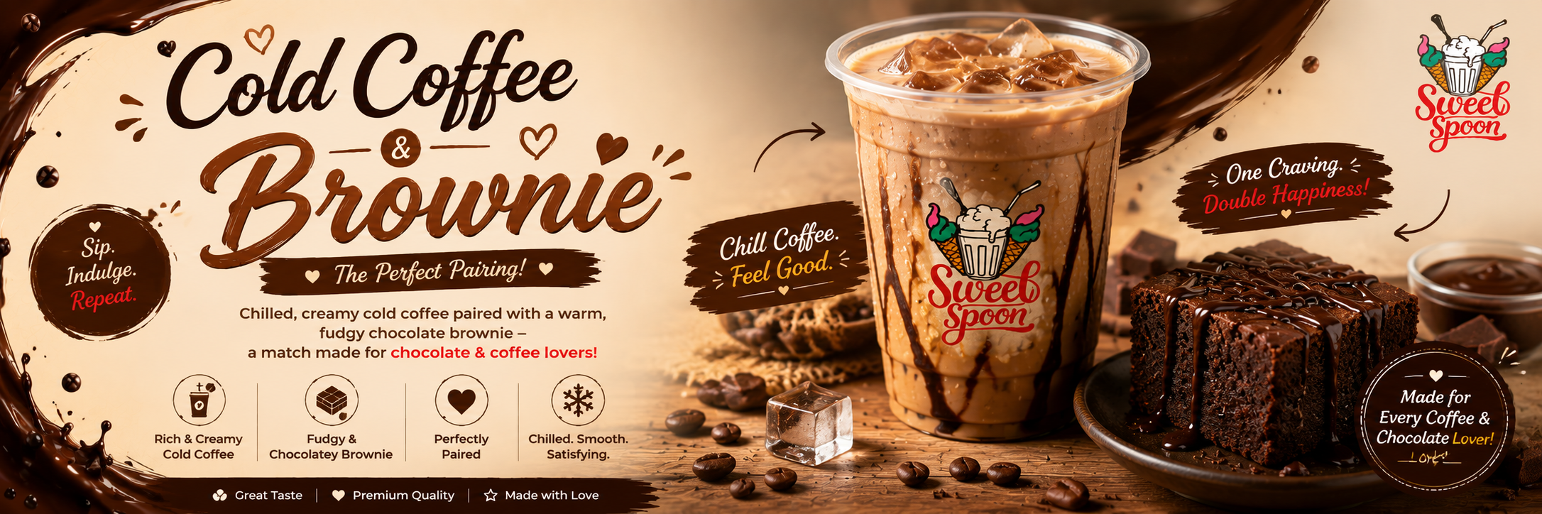 Cold coffee &  brownie 